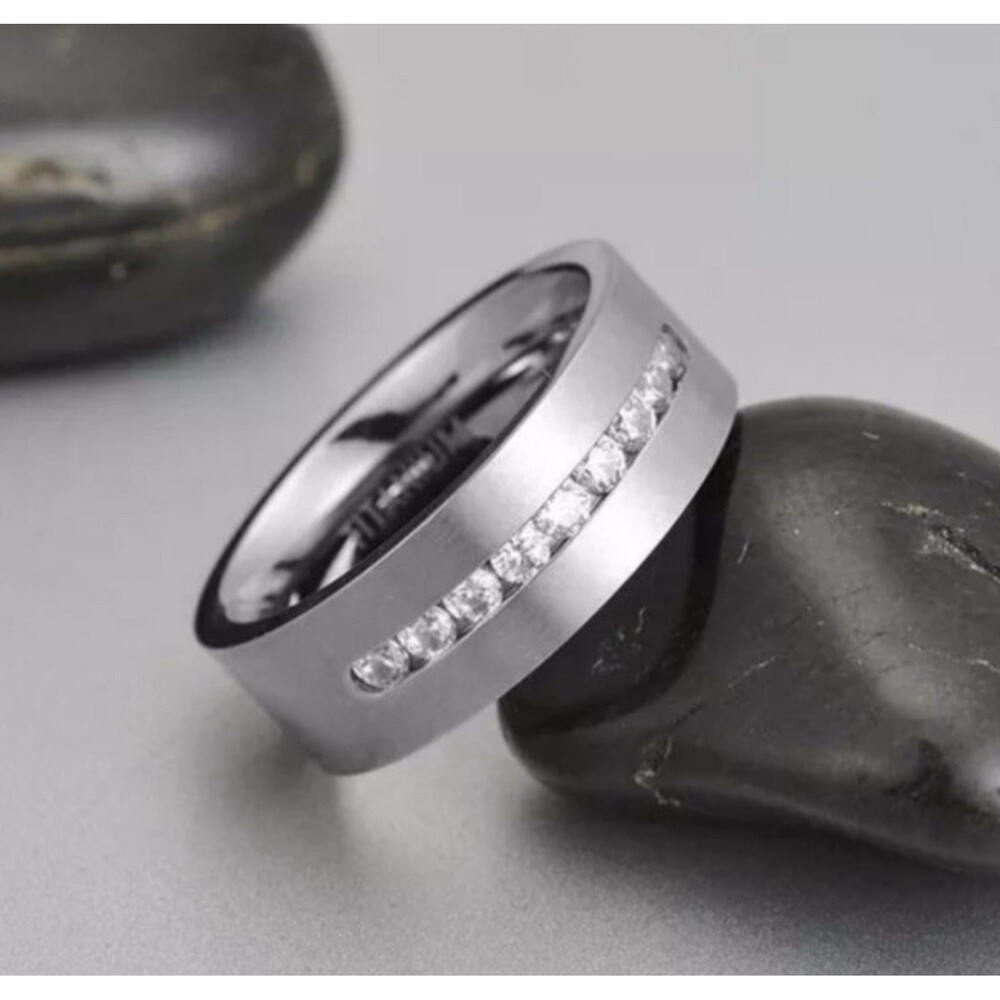 New Mens Fashion Crystal Silver Ring sz 9